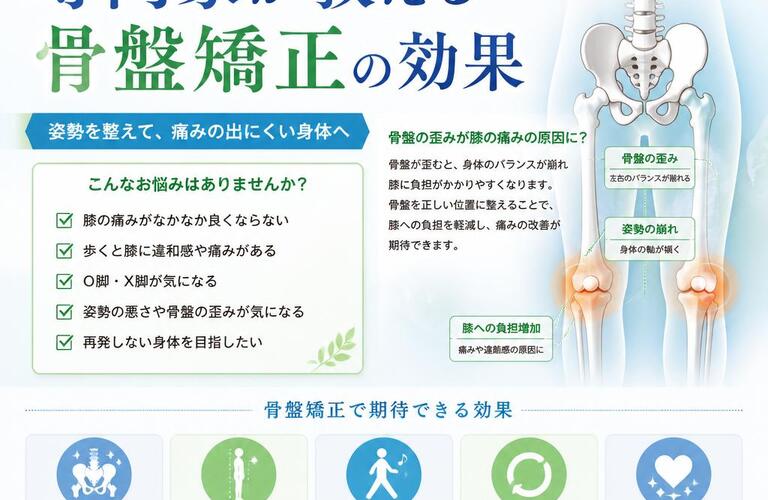 膝の痛みを姿勢から改善する！骨盤矯正の効果を姿勢の専門家が解説！｜東大阪の整体院なら姿勢矯正院スタイルケア