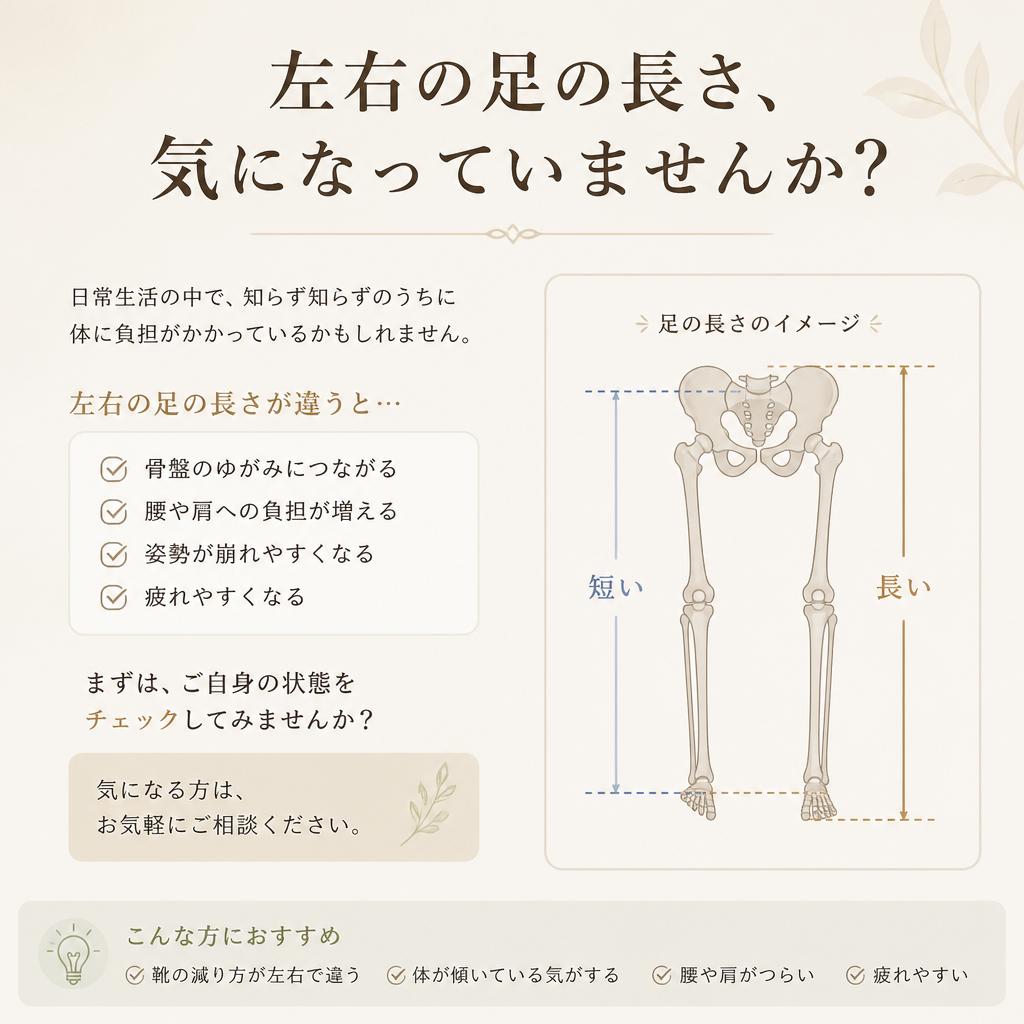 左右の足の長さ、気になっていませんか？