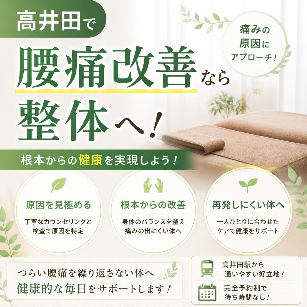 高井田で腰痛改善なら整体へ！根本からの健康を実現しよう！