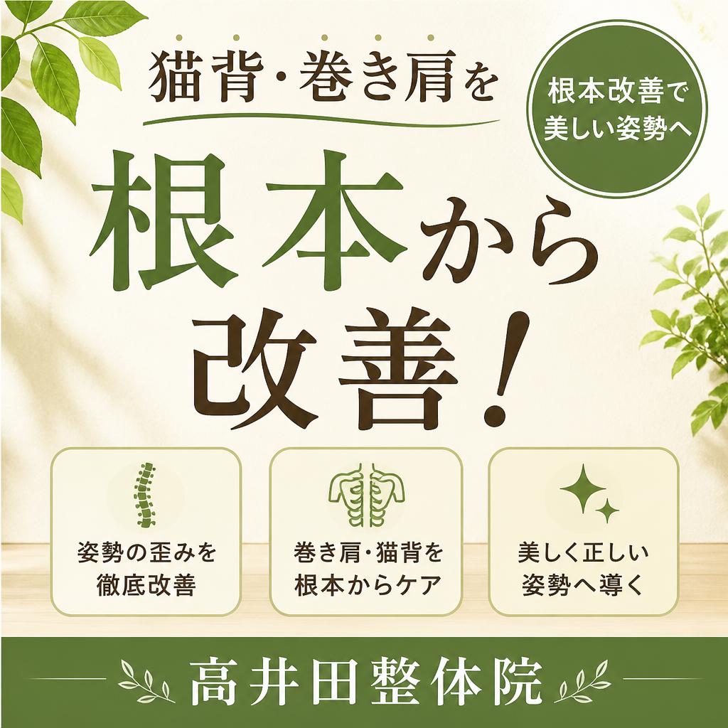 猫背・巻き肩を根本から改善！高井田整体院