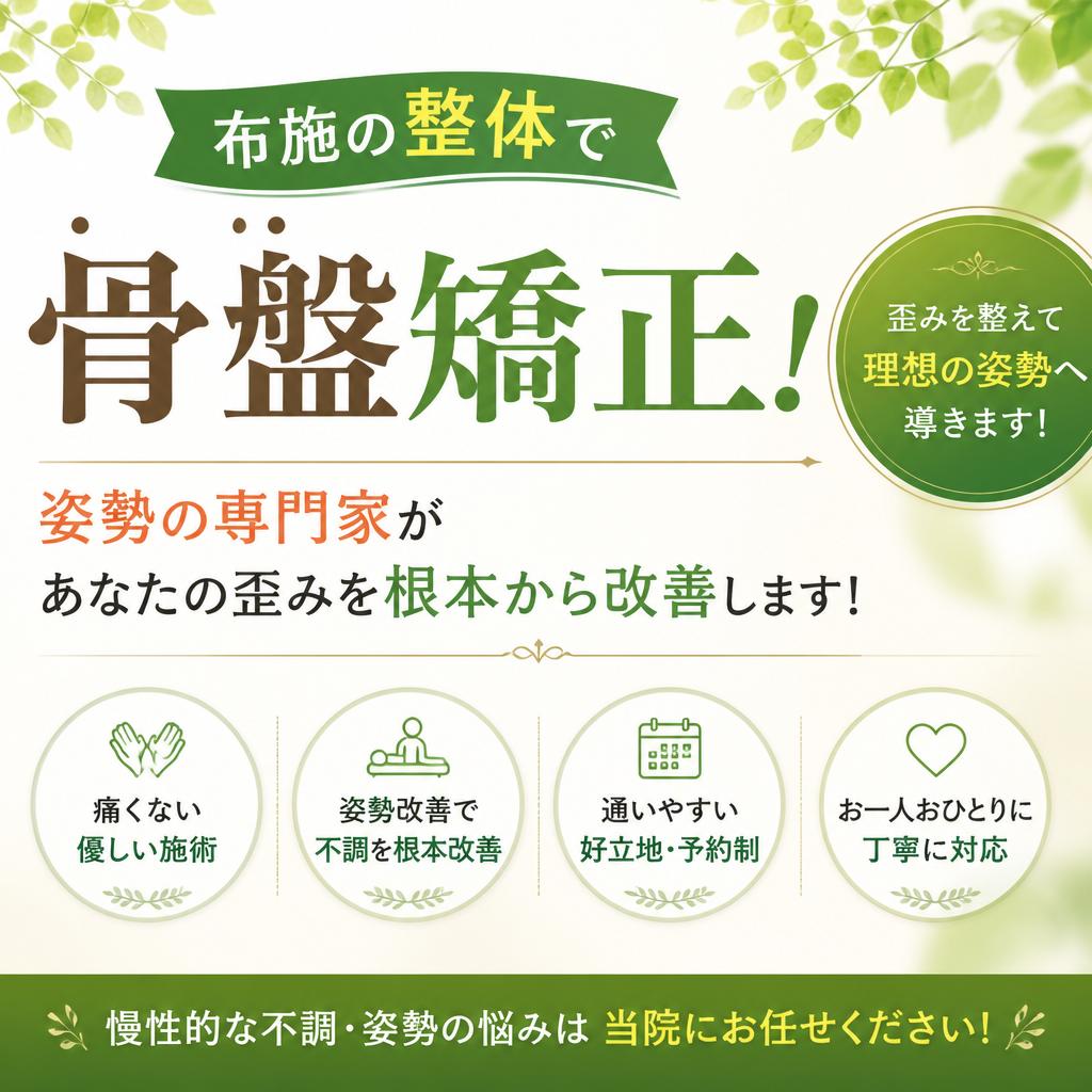 布施の整体で骨盤矯正！姿勢の専門家があなたの歪みを根本から改善します！